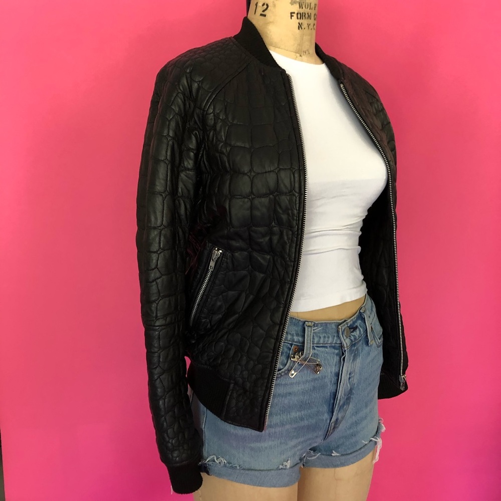 TOPSHOP | Faux Croc Leather Jacket